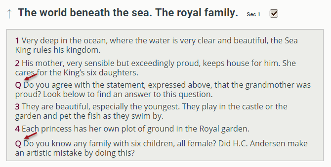 Summary from Active Reading version of Andersen's Little Mermaid